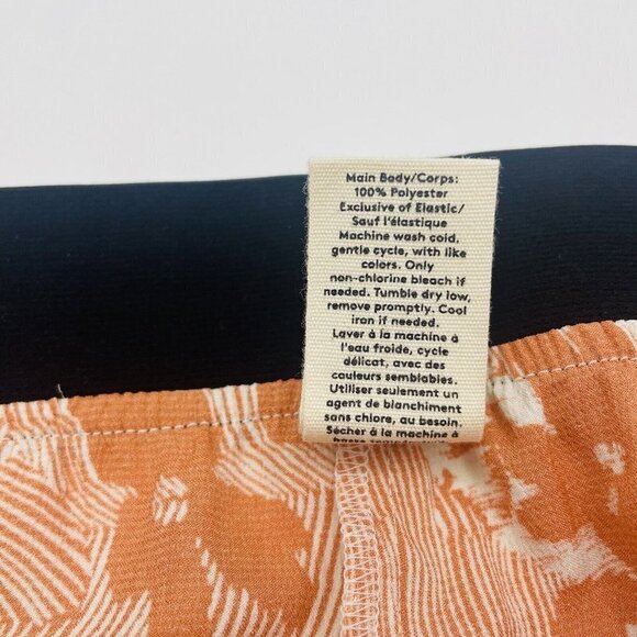 Open Edit Womens Plus Size 2X Elastic Waist Satin Shorts Orange Ivory Daisy 160 - Picture 8 of 8